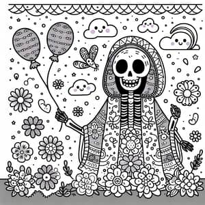 Whimsical Death Coloring Page for Kids - Fun and Friendly Design