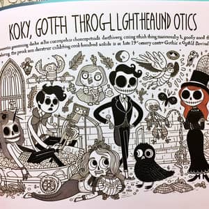 Whimsical Coloring Book Page: Death Through Light-hearted Optics