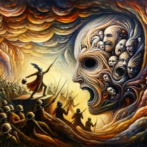 Surreal Mind Battle: Internal Conflicts Depicted in Art