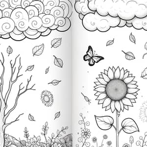 Whimsical Fluffy Clouds Coloring Page - Death is Natural Theme