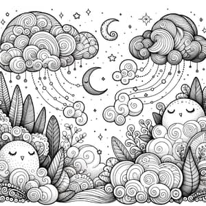 Whimsical Clouds Coloring Page: Loss and Wonder for Kids