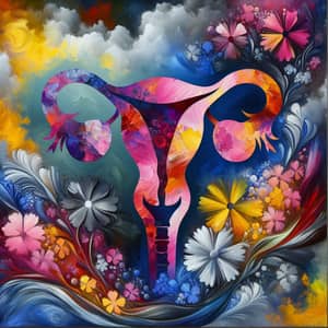 Surreal Endometriosis Art: Vibrant Mixed Media Representation