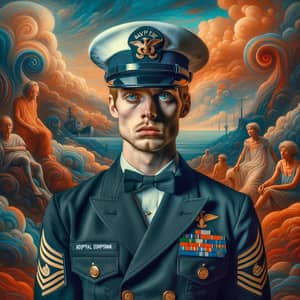 Navy Hospital Corpsman in Surrealist Dreamscape | Strength & Compassion
