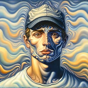 Surrealistic Artwork of Man Drowning in Addiction Emotions