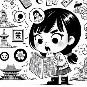 Fearless Asian Girl Coloring Page: Exploring Mortality Symbols