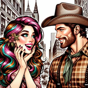 Romantic Moment in Urban Jungle: City Girl Meets Cowboy