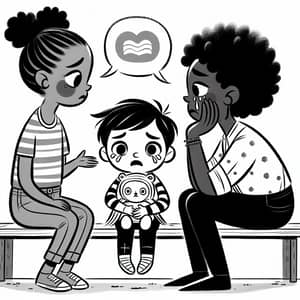 Empathetic Cartoon Coloring Page for Kids on Loss Topic