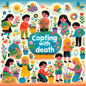 Whimsical Children's Coloring Book Cover: Coping with Loss