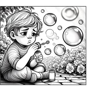 Child Blowing Soap Bubbles: A Scene of Childhood Innocence