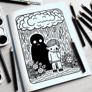 Whimsical Child Coloring Book Page - Abstract Symbols