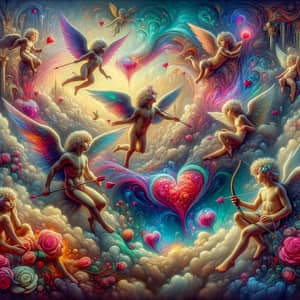 Playful Cupids Anticipating Valentine's | Surreal Painting