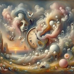Ethereal Surrealism: Melting Clocks & Delicate Flowers