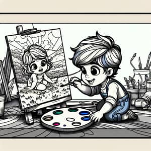 Young Child Painting Tribute Picture | Colorful Imaginative Scene