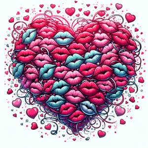 Heart Covered in Kisses Illustration