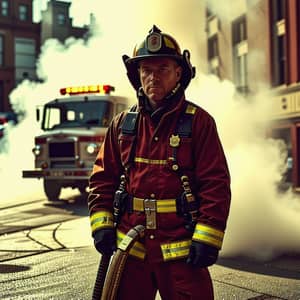 Vintage Firefighter Portrait with Dynamic Movement