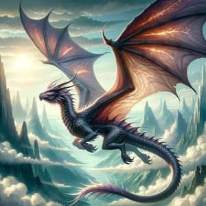 Majestic Mythical Dragon Soaring in Air | Enchanting Image