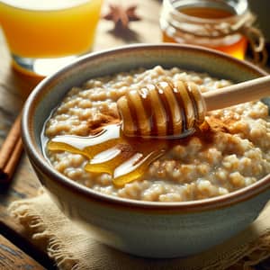 Delicious Fresh Oatmeal with Cinnamon and Honey
