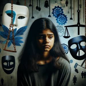 Teenage Girl Reflecting Societal Issues | Symbolic Visual Elements