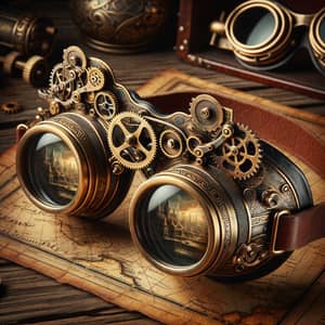 Steampunk Vintage Goggles with Intricate Brass Frames