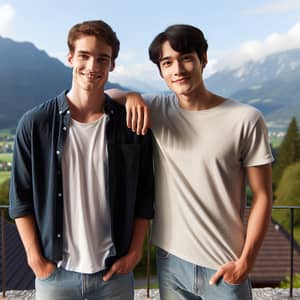 Brothers - Diverse Pair Smiling Outdoors