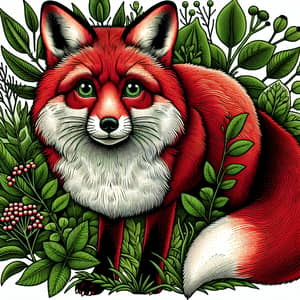 Vibrant Red Fox in Lush Forest | Wildlife Illustration