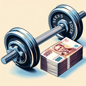 Traditional Chrome Barbell Beside Russian Rubles | Fitness Wealth