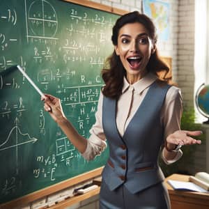 Passionate Middle-Eastern Female Teacher Explaining Mathematical Equations