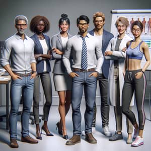 Diverse Work Group: Realistic Image of a Six-Member Team