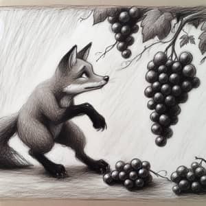 Fox and Grapes Fable Illustration
