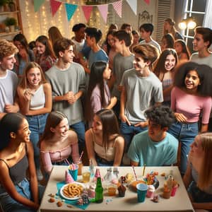 Diverse Young Teenagers Party | Festive Realistic Scene