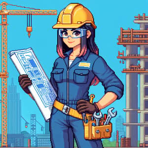 Middle-Eastern Female Engineer Pixel Art Character Design