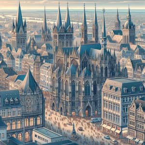 Aachen, Germany Cityscape: Historical Gothic Architecture