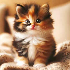 Adorable Calico Kitten - Fluffy, Playful, and Mischievous