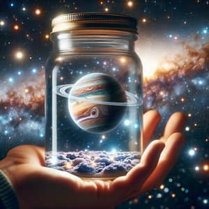 Celestial Planet in Jar: Captured Space Microcosm