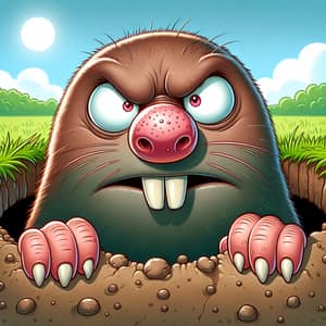 Irate Mole Cartoon: Funny Angry Mole Peeking Out | Green Meadow