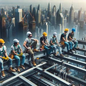 Diverse Construction Workers on Skyscraper | Urban Construction Site