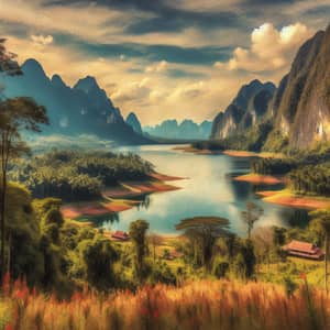 Oil Painting Effect on Beautiful Natural Landscape