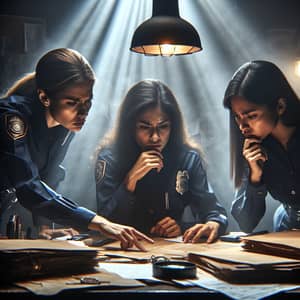 Intense Scene of Female Police Officers Discussing Crime Case