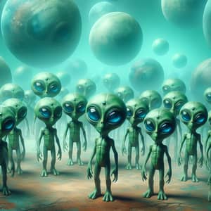 Green Three-Eyed Aliens: Imaginative Extraterrestrial Beings