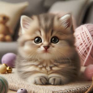Adorable Kitten Playing on Plush Cushion | Cute Kitten Toys