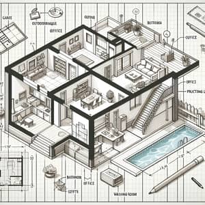 Detailed Two-Storied Residential Building Floor Plan