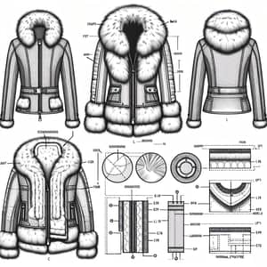 Detailed Fur Jacket Technical Drawing