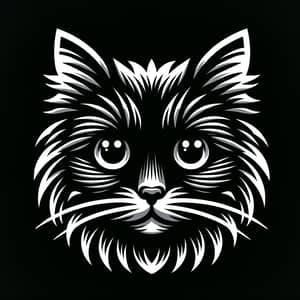 Striking Black Cat Icon with White Accents