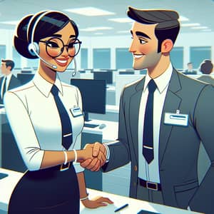 Professional Customer Service Reps Handshake Animation