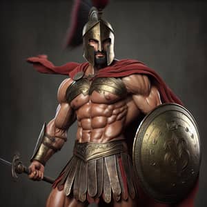 Spartan Warrior: Muscular Middle-Eastern Man in Full Regalia