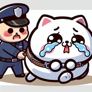 Cute Fat Hello Kitty Arrested - Cartoon Character Crying