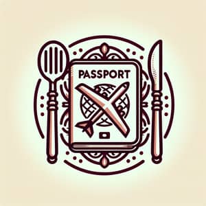 Tourism & Hospitality Logo Design with Passport & Utensils