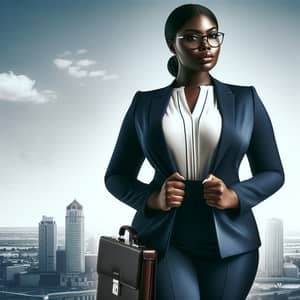 Confident Plus Size Black Business Woman in Stylish Suit