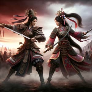 Epic Battle Scene of Chinese and Eurasian Female Warriors