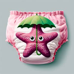 Pink Starfish with Green Umbrella Pattern on Diaper